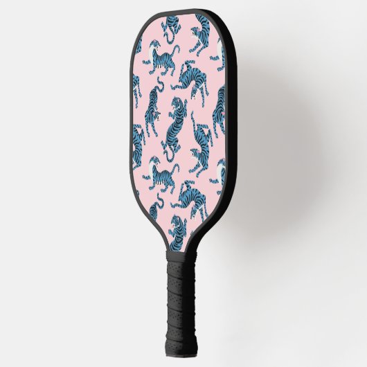 Blauwe Tijger Aziatisch Patroon Pickleball Paddle (Links)
