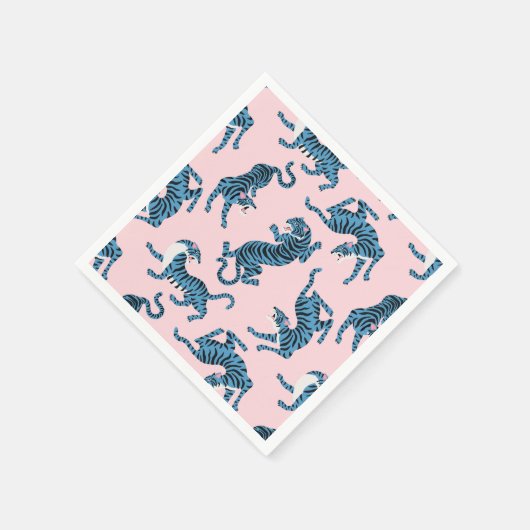Blauwe Tijger Aziatisch Patroon Servet (Hoek)