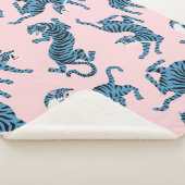 Blauwe Tijger Aziatisch Patroon Sherpa Deken (3/4)