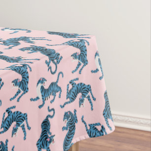 Blauwe Tijger Aziatisch Patroon Tafelkleed