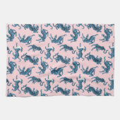 Blauwe Tijger Aziatisch Patroon Theedoek (Horizontaal)