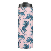 Blauwe Tijger Aziatisch Patroon Thermosbeker (Voorkant)
