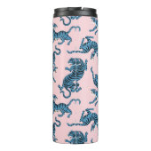 Blauwe Tijger Aziatisch Patroon Thermosbeker (Achterkant)