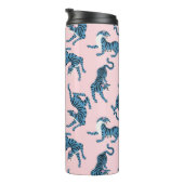 Blauwe Tijger Aziatisch Patroon Thermosbeker (Geroteerd rechts)