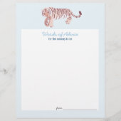 Blauwe Tijger Baby Shower Advieskaart Flyer (Voorkant)
