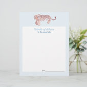 Blauwe Tijger Baby Shower Advieskaart Flyer (Staand voorkant)