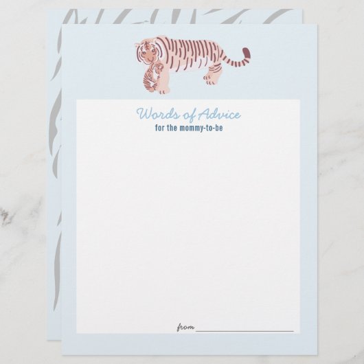Blauwe Tijger Baby Shower Advieskaart Flyer (Voorkant / Achterkant)