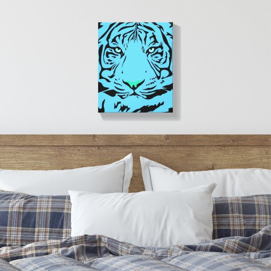 Blauwe tijger canvas afdruk (Insitu (Slaapkamer))