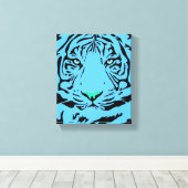 Blauwe tijger canvas afdruk (Insitu (Houten vloer))