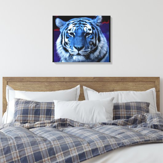Blauwe tijger canvas afdruk (Insitu (Slaapkamer))