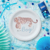 Blauwe Tijger & Cub Jongen Baby shower Papier Bord (Feest)