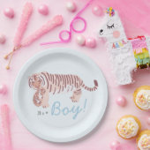 Blauwe Tijger & Cub Jongen Baby shower Papier Bord (Feest)