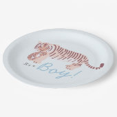 Blauwe Tijger & Cub Jongen Baby shower Papier Bord (Gekanteld)