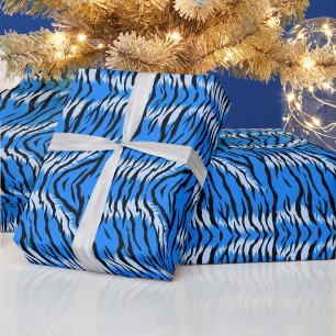 Blauwe Tijger Dier Huid Patroon Ontwerp Cadeaupapier