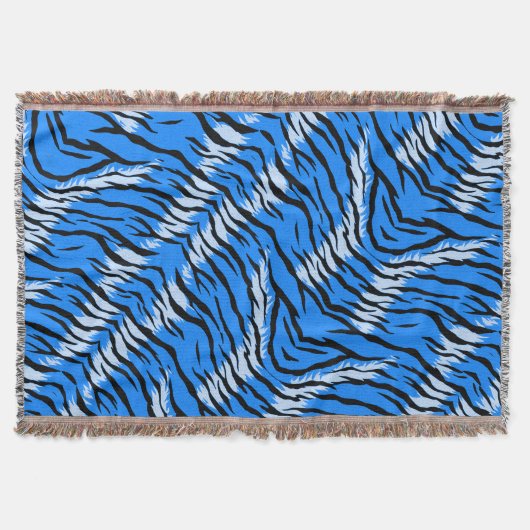 Blauwe Tijger Dier Huid Patroon Ontwerp Deken (Voorkant)