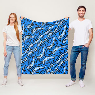 Blauwe Tijger Dier Huid Patroon Ontwerp  Fleece Deken