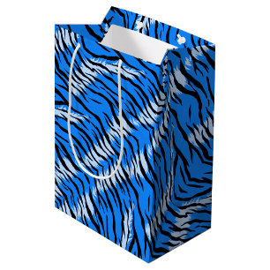 Blauwe Tijger Dier Huid Patroon Ontwerp Medium Cadeauzakje