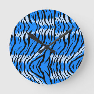 Blauwe Tijger Dier Huid Patroon Ontwerp Ronde Klok