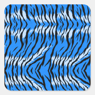 Blauwe Tijger Dier Huid Patroon Ontwerp  Vierkante Sticker
