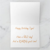 Blauwe tijger en roze bloemen kaart (Binnen)