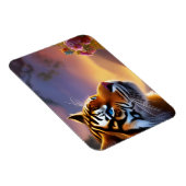 Blauwe tijger en roze bloemen magneet (Rechterzijde)