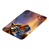 Blauwe tijger en roze bloemen magneet (Linkerzijde)