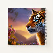 Blauwe tijger en roze bloemen notitieboek (Achterkant)