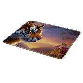 Blauwe tijger en roze bloemen snijplank (Hoek)