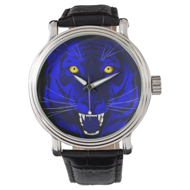 Blauwe tijger horloge (Voorkant)