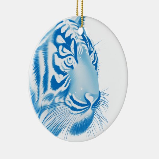 Blauwe tijger keramisch ornament (Rechts)