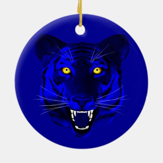 Blauwe tijger keramisch ornament (Achterkant)