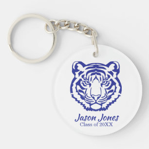 Blauwe Tijger Mascotte Afstudeercadeau Sleutelhang Sleutelhanger