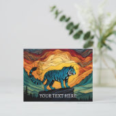Blauwe tijger op de berg briefkaart (Staand voorkant)
