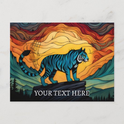 Blauwe tijger op de berg briefkaart (Voorkant)