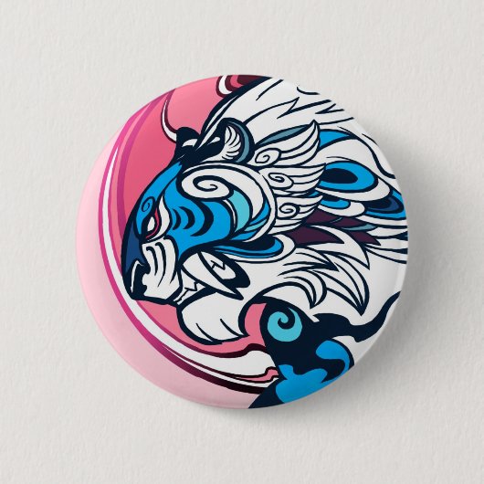 Blauwe tijger ronde button 5,7 cm (Voorkant)