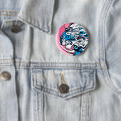 Blauwe tijger ronde button 5,7 cm (In situ)