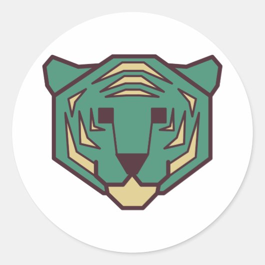 Blauwe tijger ronde sticker (Voorkant)