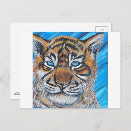 Blauwe tijger schilderen briefkaart (Voorkant / Achterkant)