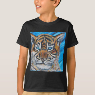 Blauwe tijger schilderen t-shirt