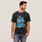Blauwe tijger speelt met pot t-shirt (Voorkant volledig)