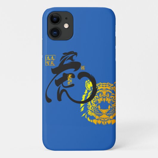Blauwe Tijger Symbool Chinoiserie Chic Case-Mate iPhone Case (Achterkant)