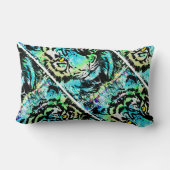 Blauwe tijgerkopkunst - Sierkussen van Tiger Kussen (Achterkant)