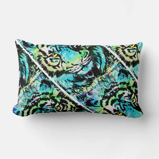 Blauwe tijgerkopkunst - Sierkussen van Tiger Kussen (Voorkant)