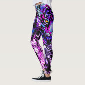 Blauwe tijgerkoptekening | Paarse tijgerLeggings Leggings (Links)