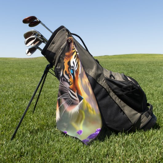 Blauwe tijgerkubus en paarse bloemen golfhanddoek (Groen)