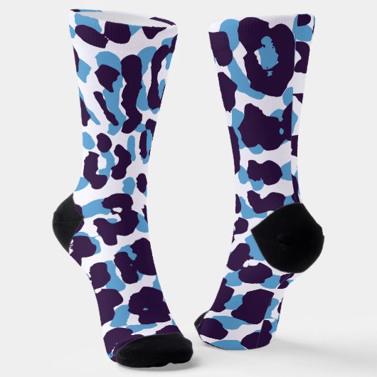 Blauwe Tijgerprint Custom Duurzame Premium Crew Sokken (Gebogen)