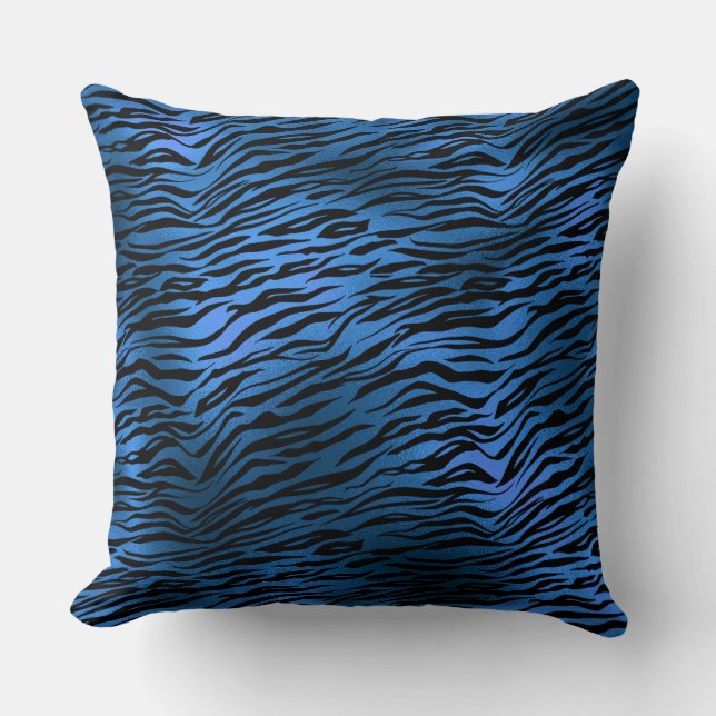 Blauwe Tijgerprint Worpkussen Kussen (Voorkant)