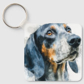 Blauwe tik blafhond portret sleutelhanger (Voorkant)