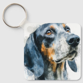 Blauwe tik blafhond portret sleutelhanger