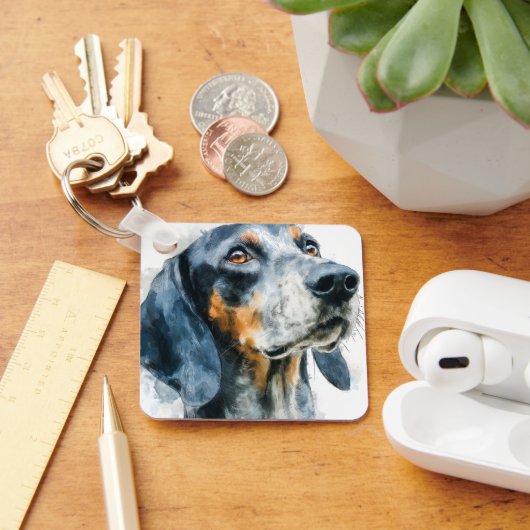 Blauwe tik blafhond portret sleutelhanger (Bureau)